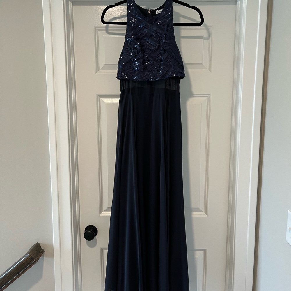 Navy Blue formal dress with beaded top